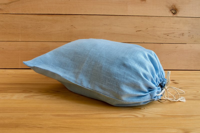 Set of 3 linen reusable drawstring sourdough storage bags, cottage style bag - 調味罐/醬料罐 - 亞麻 藍色