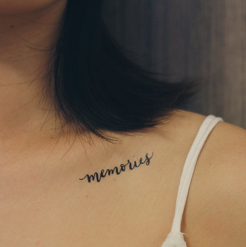 cottontatt "memories" calligraphy temporary tattoo sticker - Temporary Tattoos - Other Materials Black