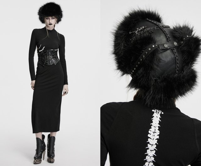 コサックダークウォリアーレザーファーハット（耳当て付き