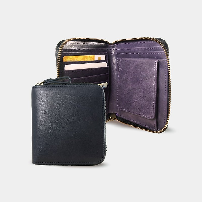 Montage Leather Bi-fold Zipper Wallet - Purple Amethyst - กระเป๋าสตางค์ - หนังแท้ สีม่วง