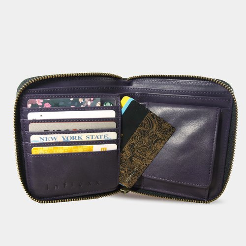 Montage Leather Bi-fold Zipper Wallet - Purple Amethyst