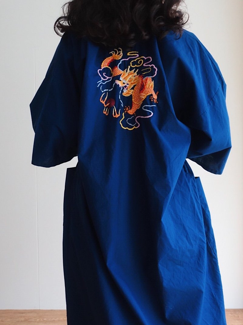 Vintage 外套 / 手工刺繡罩衫 no.46 tk - 女大衣/外套 - 其他材質 藍色
