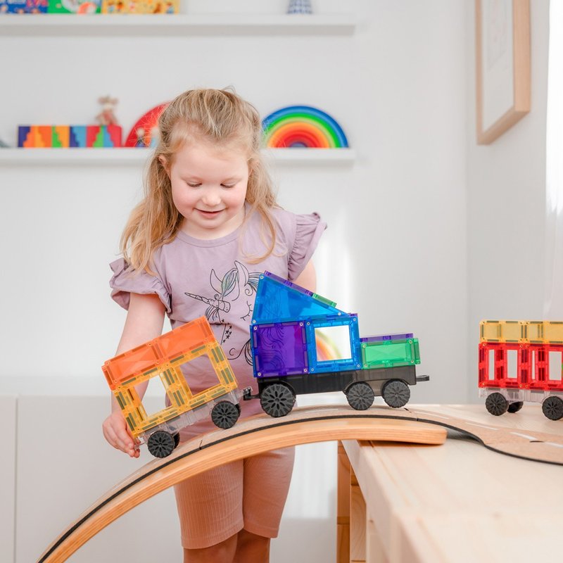 Australian Connetix rainbow magnetic building blocks-magnetic transport car set (50pc) children's toys - ของเล่นเด็ก - พลาสติก 