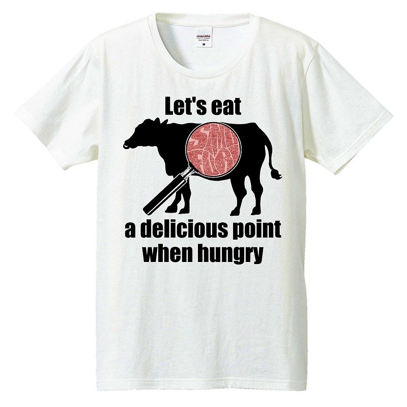 T-shirt Delicious points (Wagyu) - เสื้อยืดผู้ชาย - ผ้าฝ้าย/ผ้าลินิน ขาว