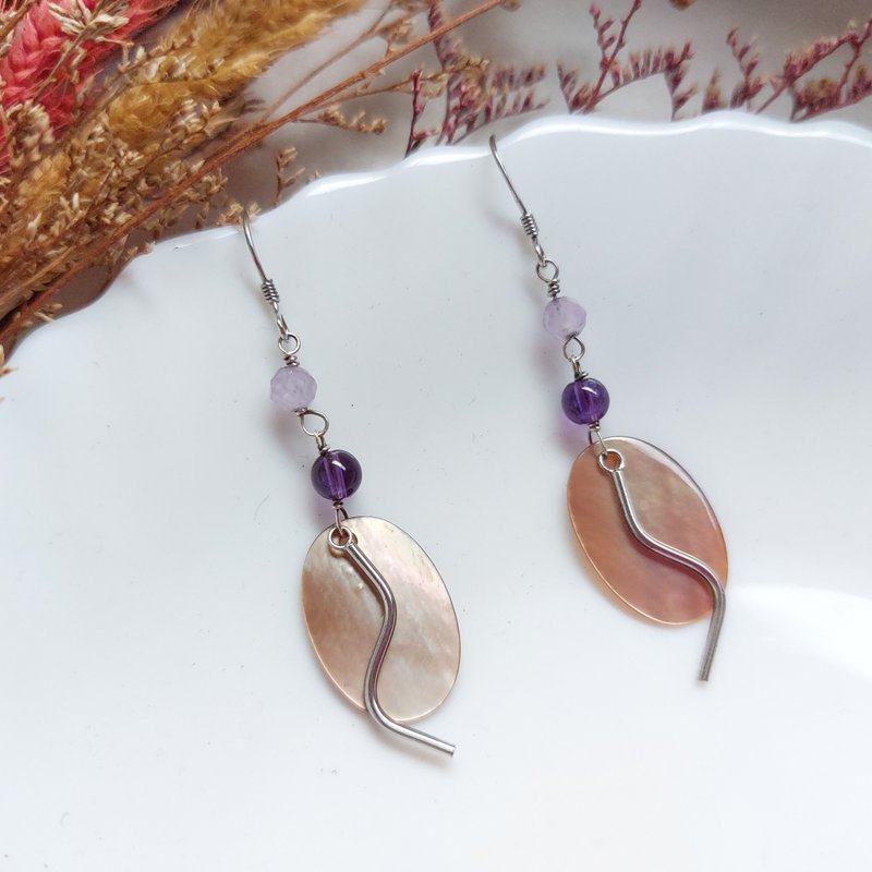 s925純銀 天然黃貝耳環 | 手作客製 手鍊 項鍊 耳飾 飾品 - 耳環/耳夾/耳骨夾 - 貝殼 