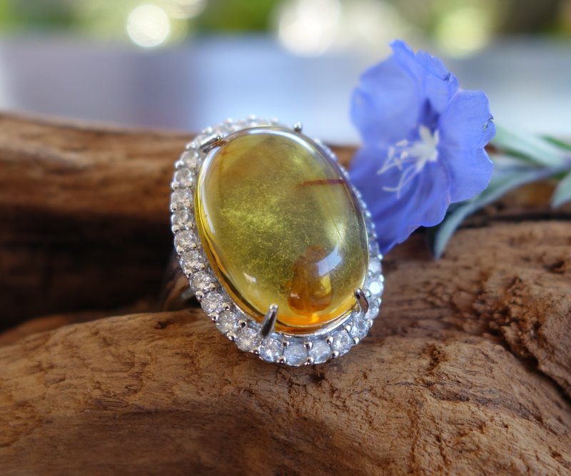 琥珀 Amber 天然波羅的海金珀 淨水 大戒指 6.6克 植物珀 非二代 - 戒指 - 半寶石 黃色