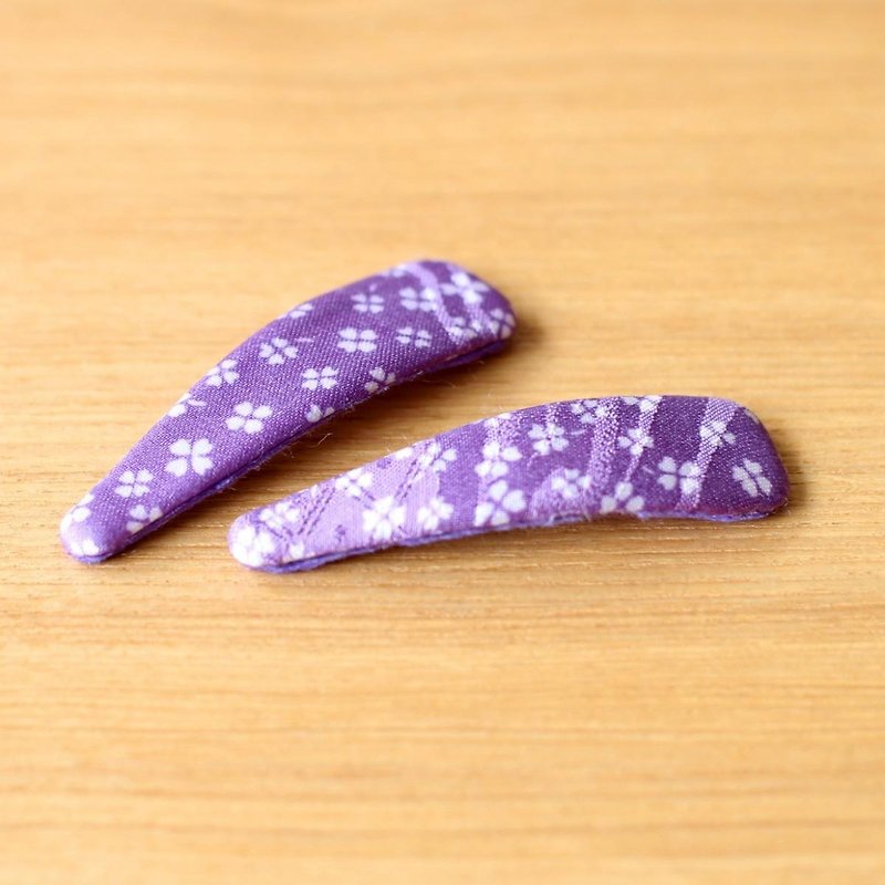 Happy hair ornament kimono hairpin flower pattern silk - เครื่องประดับผม - ผ้าไหม สีม่วง