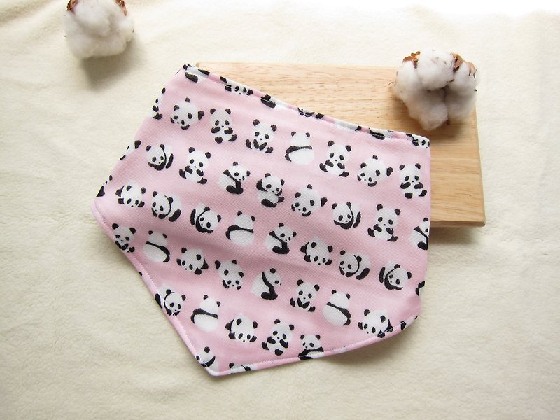 Baby Bear Cat - Japanese double gauze baby baby cotton triangle scarf / bibs / six yarn (pink) - Bibs - Cotton & Hemp Blue