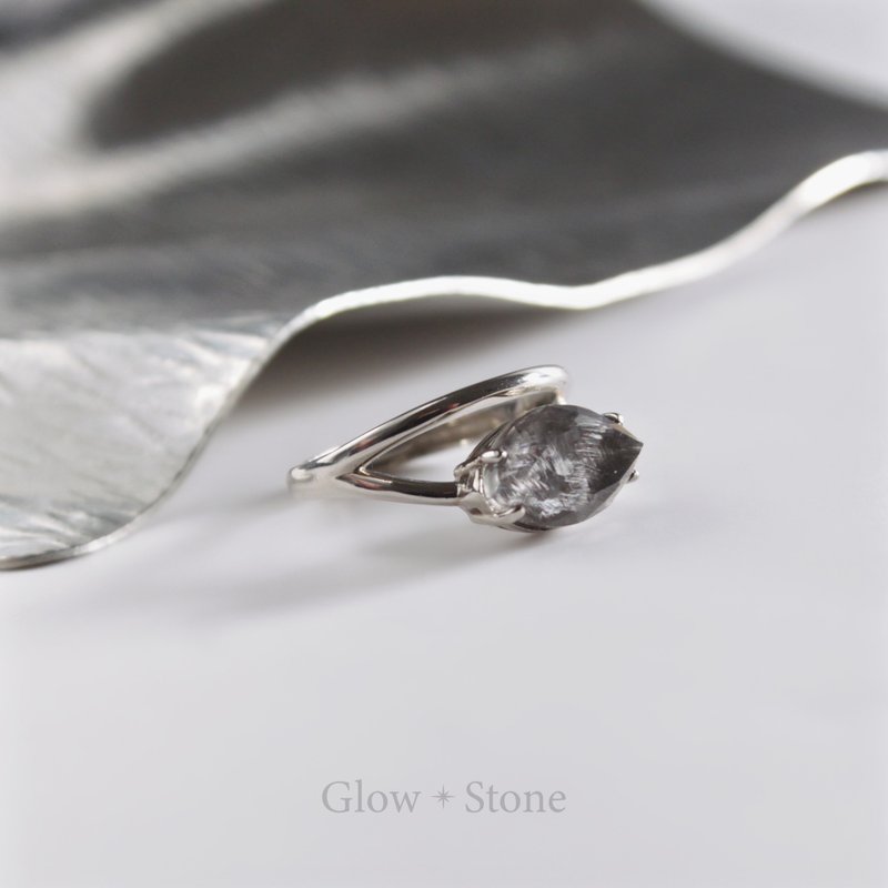 GLOWSTONE 黑銀鈦設計戒指 - 戒指 - 水晶 灰色