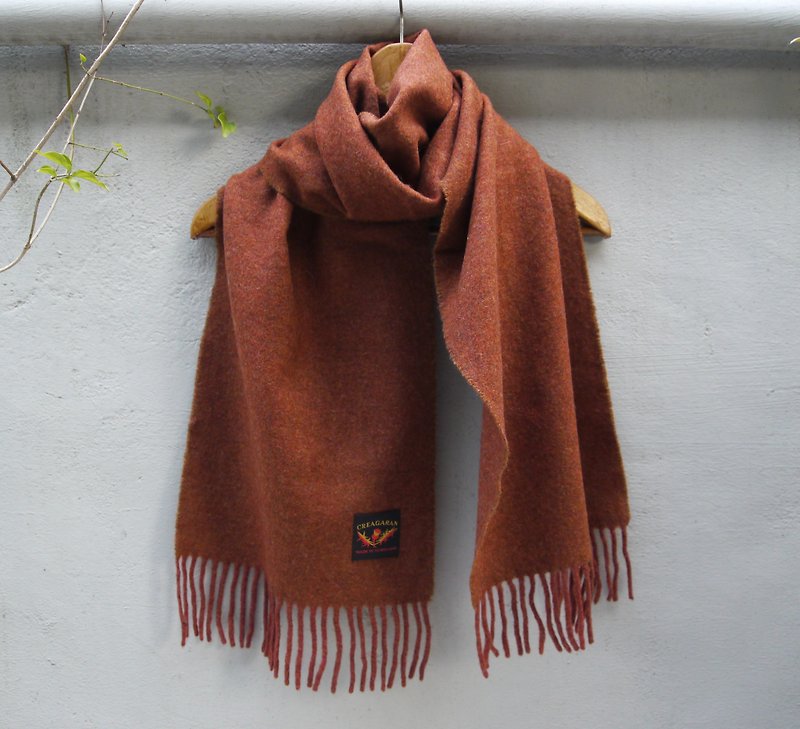 FOAK vintage brick orange scarves Creagaran Scotland - ผ้าพันคอ - ขนแกะ สีส้ม