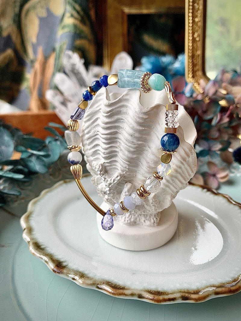 - Angdelexi - natural crystal bracelet / Bronze bracelet - Bracelets - Crystal Blue