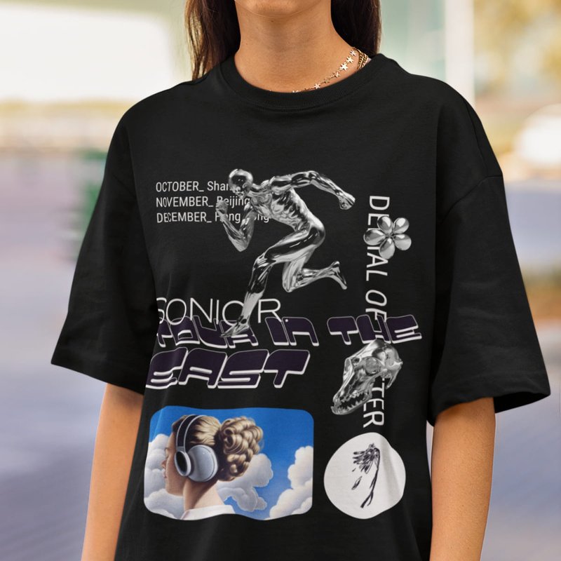 Y2K Style Harajuku Vaporwave T-Shirt - 男襯衫/休閒襯衫 - 棉．麻 多色