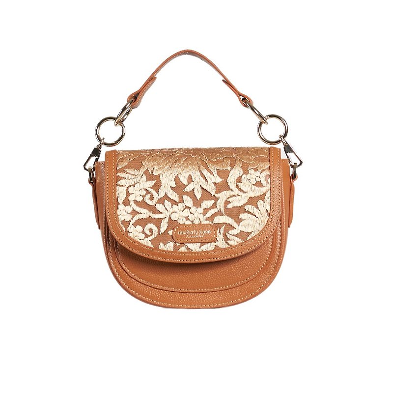 Changeable Cover Genuine Leather Saddle Bag - Lace Diva/Side Bag/Shoulder Bag - Messenger Bags & Sling Bags - Genuine Leather Orange