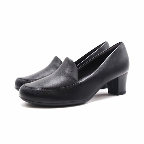 米蘭皮鞋Milano WALKING ZONE SUPER WOMAN系列 圓頭素面女仕樂福低跟鞋 女鞋-黑