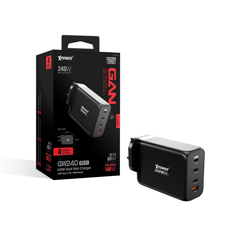 XPower GW240 240W PD 3.1 Gan 4 Output Smart Charger - Other - Other Metals Black