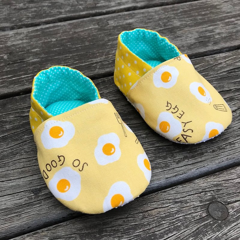 荷包蛋學步鞋.嬰兒鞋手工鞋 - 男/女童鞋 - 棉．麻 黃色
