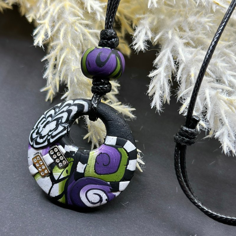 ABEL | Polymer Clay Pendant | Necklace - Necklaces - Clay Multicolor