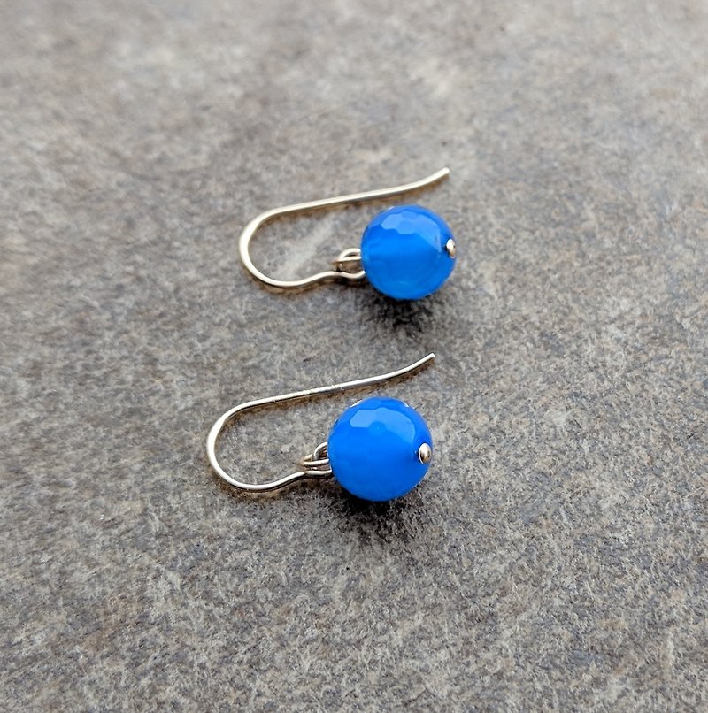簡約藍玉針式耳環 - 耳環/耳夾 - 半寶石 藍色