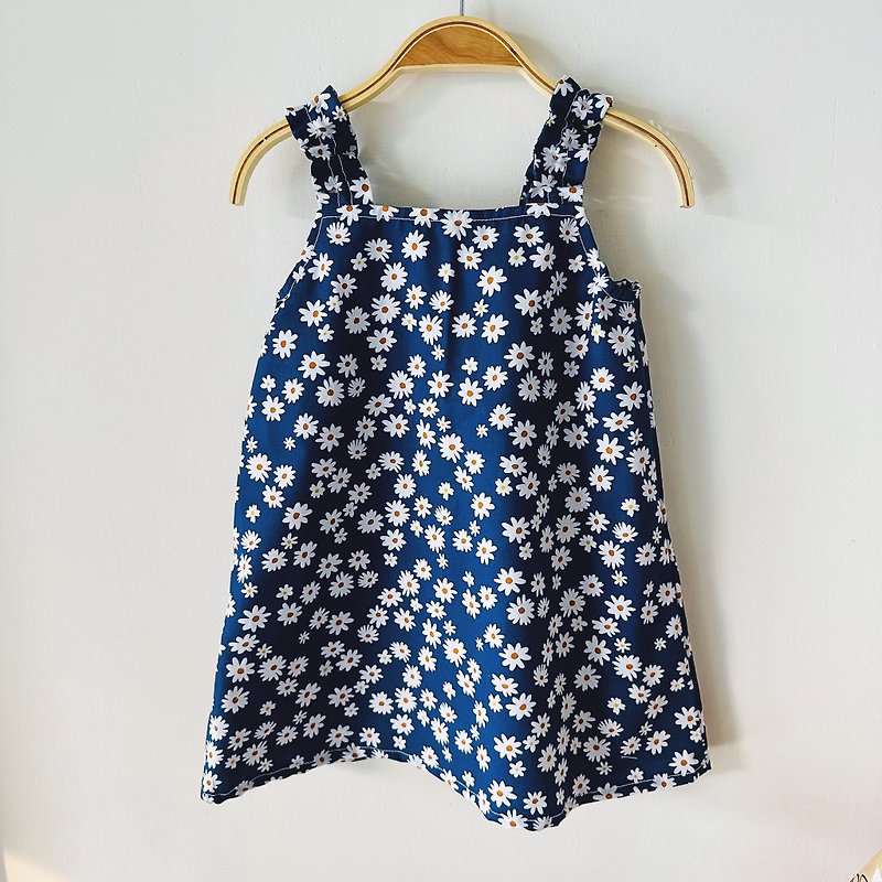 Ready stock-Vest dress daisy blue/can be worn as a top when you grow up/ - กระโปรง - ผ้าฝ้าย/ผ้าลินิน 
