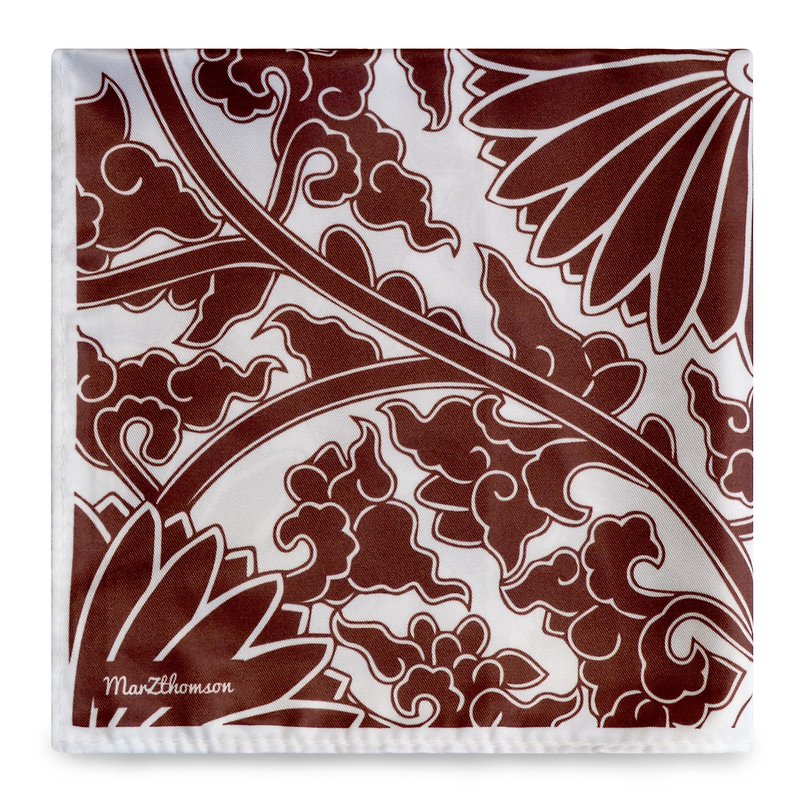 Peranakan Tiles Print Pocket Squares (Collection 6) - Scarves - Polyester Silver