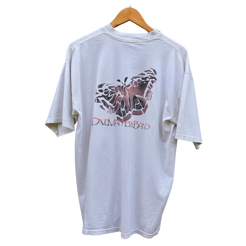 Vintage 90s DAVE MATTHEWS BAND DMB CONCERT T-SHIRT BUTTERFLY - 男 T 恤 - 棉．麻 白色
