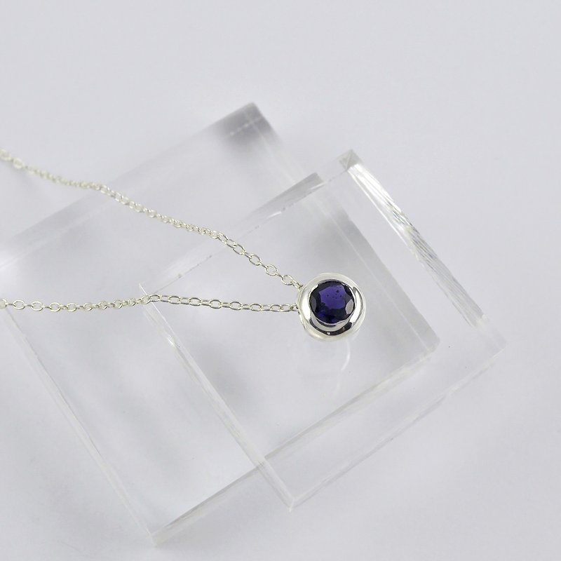 Sterling Silver Iolite Pendant Necklace - Necklaces - Sterling Silver Silver