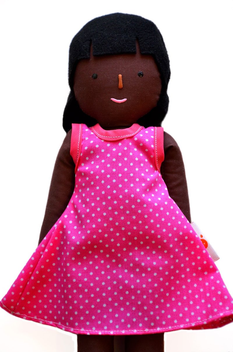 Girl doll / Rag doll of a girl / Handmade / Brown skin doll - 布娃娃 - Stuffed Dolls & Figurines - Other Materials Multicolor