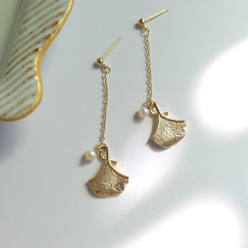 14K/Earrings-Xiao Xingyun Freshwater Pearl - ต่างหู - ไข่มุก สีทอง