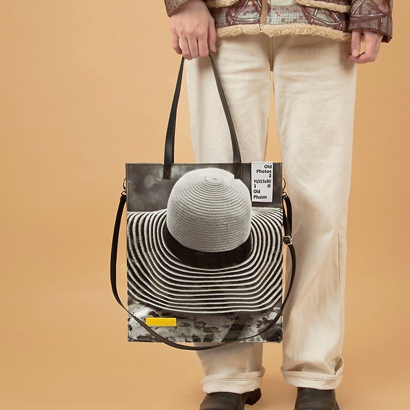 yizistore original retro photo printing shopping bag canvas waterproof shoulder bag female tote bag - กระเป๋าแมสเซนเจอร์ - วัสดุอื่นๆ 