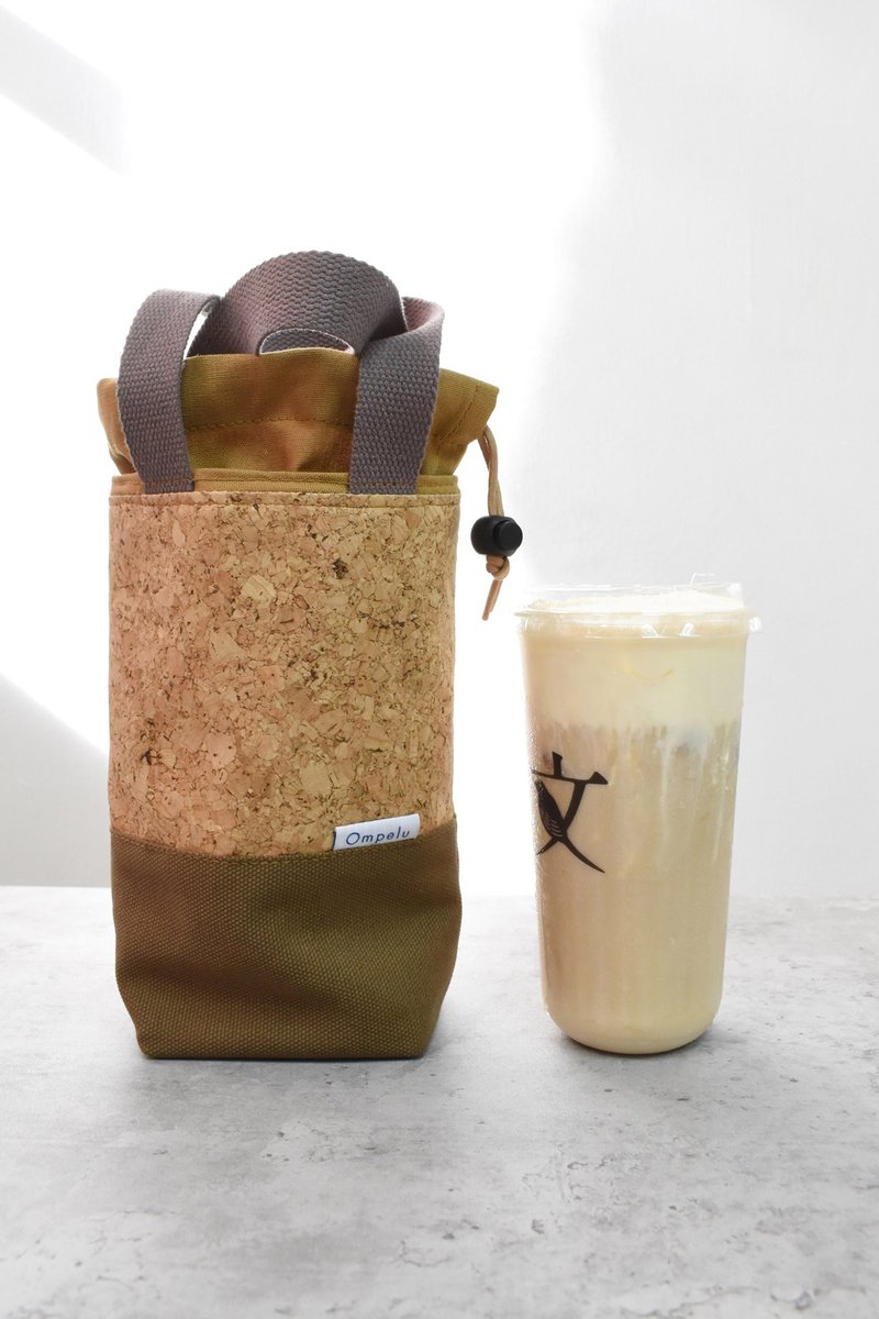 Cork bubble tea bag / beverage bag - Handbags & Totes - Cork & Pine Wood Khaki