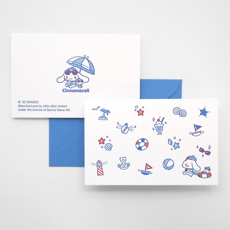 sanrio letterpress pattern card - cinnamoroll - การ์ด/โปสการ์ด - กระดาษ สีน้ำเงิน