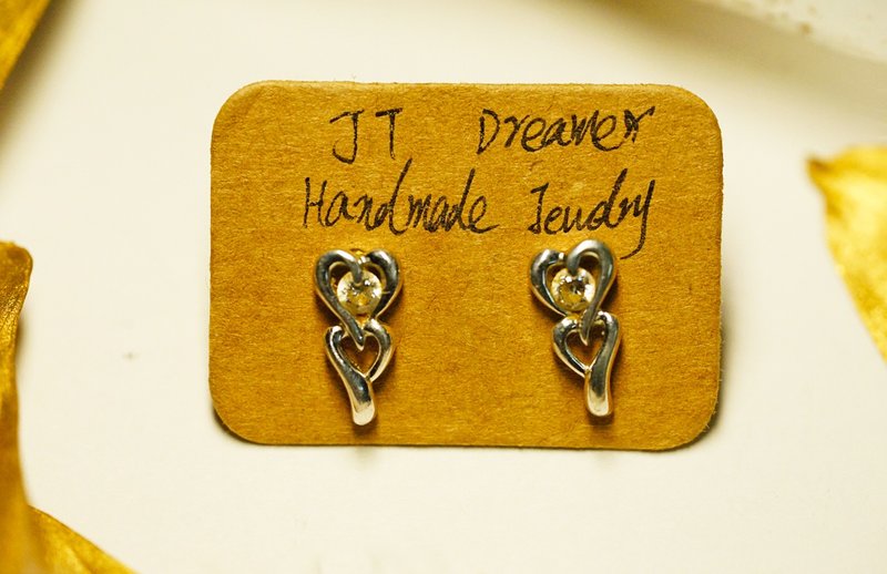 Pure handmade thick silver heart-to-heart earrings - ต่างหู - เงินแท้ หลากหลายสี