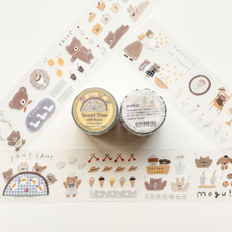 Sweet Time with Bears | Pinkoi × ranmyu コラボレーションPETテープ Half cut type - 紙膠帶/和紙/PET - 紙 白色