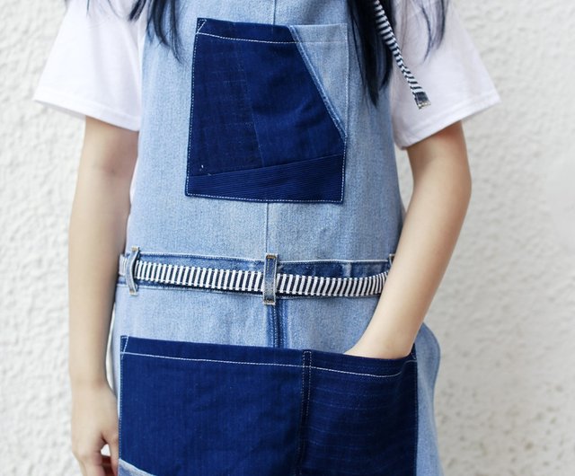 デニムパッチワークエプロンデニムパッチワークエプロン - ショップ