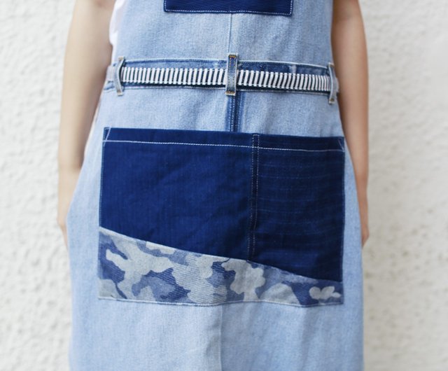 デニムパッチワークエプロンデニムパッチワークエプロン - ショップ