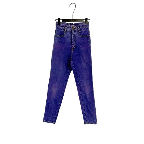 蘿綺莉蕾芭索 二手 紫色 牛仔 丹寧 略彈性 刺繡 高腰 24 長褲 PF322