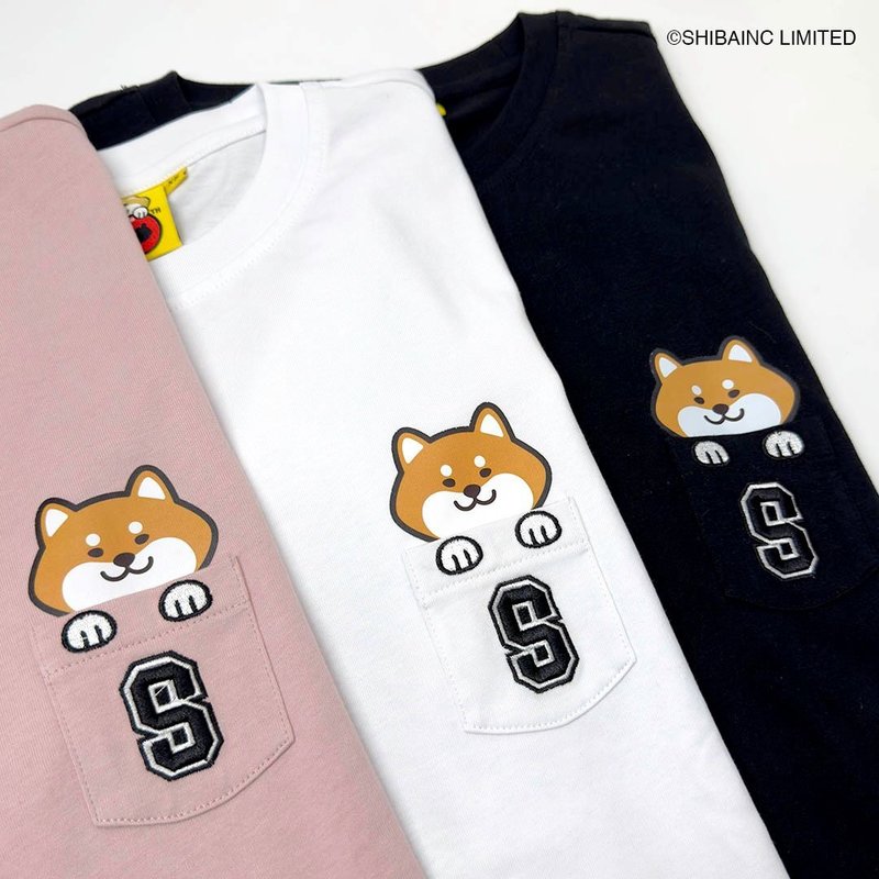 SHIBE Graphic with Embroidery Pocket Tee - เสื้อฮู้ด - ผ้าฝ้าย/ผ้าลินิน ขาว