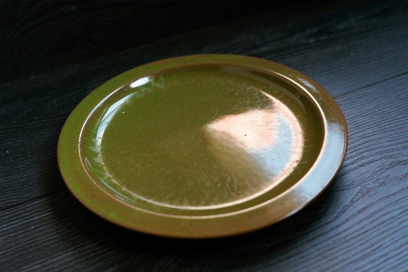 German Melitta Ceracron ー Holstein series tea green antique snack plate - จานและถาด - เครื่องลายคราม สีเขียว