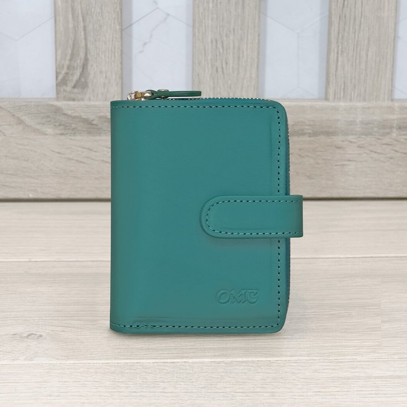 (土耳其藍)歐洲植鞣革文青豎款活頁牛皮短夾94161 - 錢包/皮夾/長短夾 - 真皮 