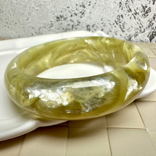 莫名奇妙雜貨店 難得稀有 超閃精品 寬版 黃金鋰雲母 手鐲