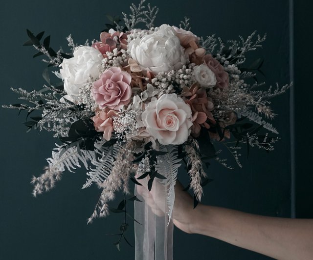 ギフト、レトロなスタイルの花束、油絵, バラ, あじさい