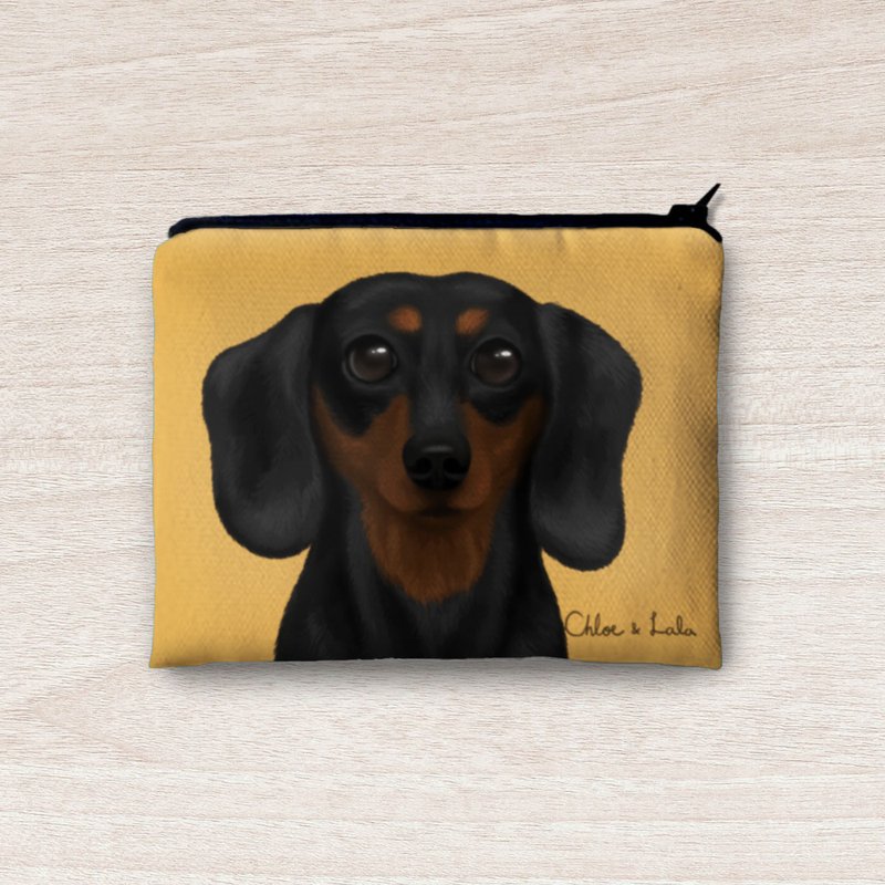 Classic Paw Coin Purse - Black Four-Eyed Short-haired Dachshund Black Four-Eyed Dachshund Dachshund - กระเป๋าใส่เหรียญ - เส้นใยสังเคราะห์ สีเหลือง