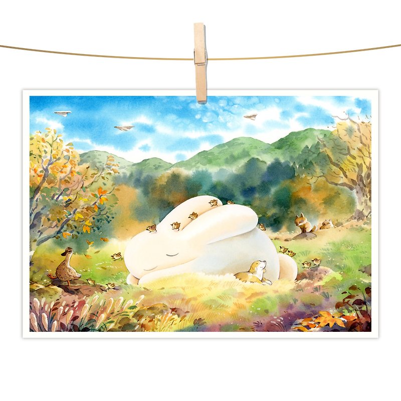 afu watercolor illustration postcard - warm sunshine - Cards & Postcards - Paper 