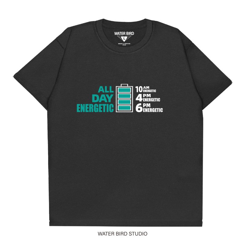 ALL DAY Energetic - T-Shirt - 男 T 恤 - 棉．麻 黑色