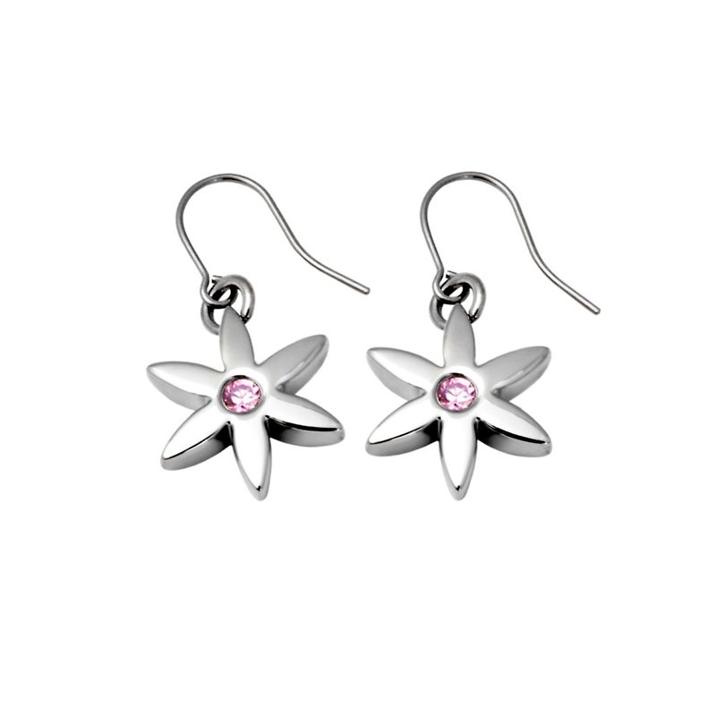 Pure Titanium Earrings- Flower( Middle) (pink)x2 - ต่างหู - โลหะ สึชมพู