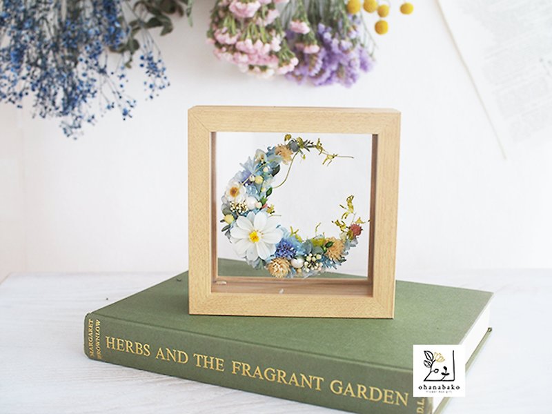 【MESSAGE PRINT/wedding】happy colorful moon flowers  frame - Dried Flowers & Bouquets - Plants & Flowers Blue