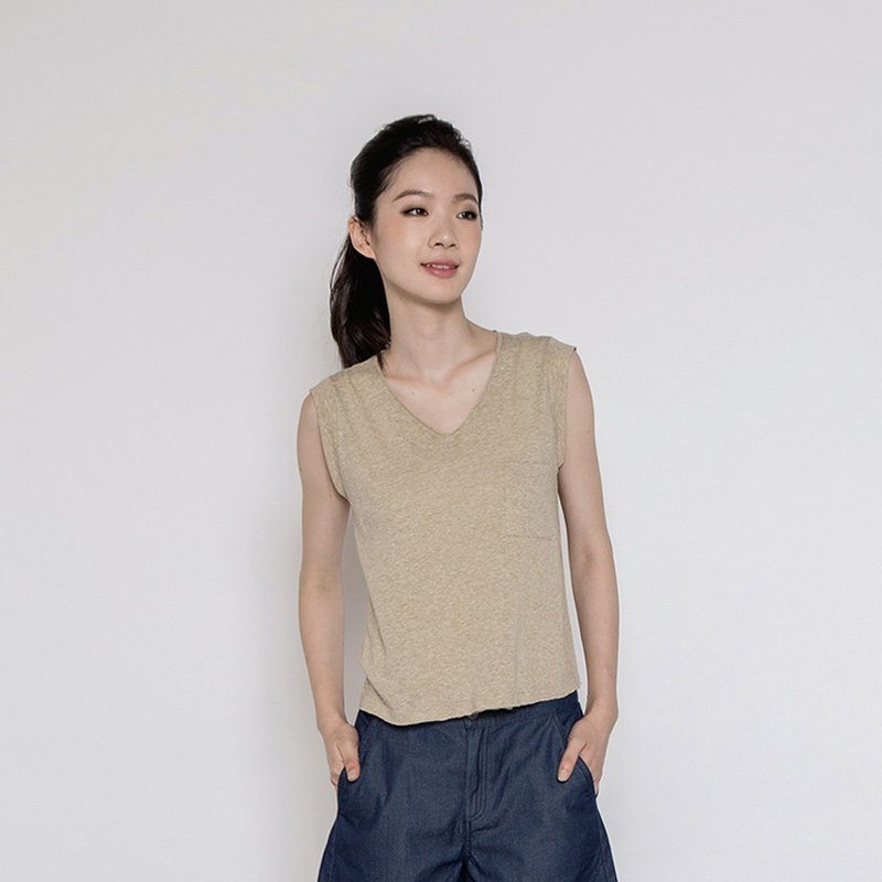 閑適田園休閒背心 Countryside Sleeveless Top T142 - 背心/無袖上衣 - 其他人造纖維 多色