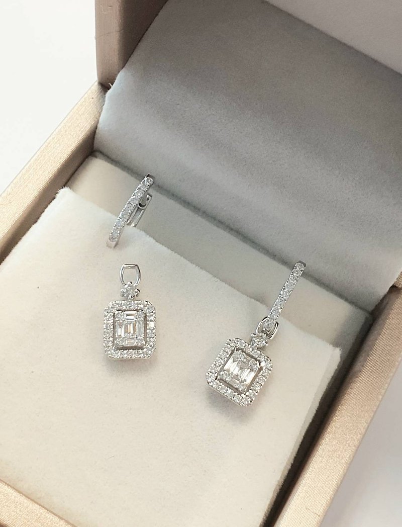 Other Metals Earrings & Clip-ons White - 18K White Gold Natural Diamond Earring