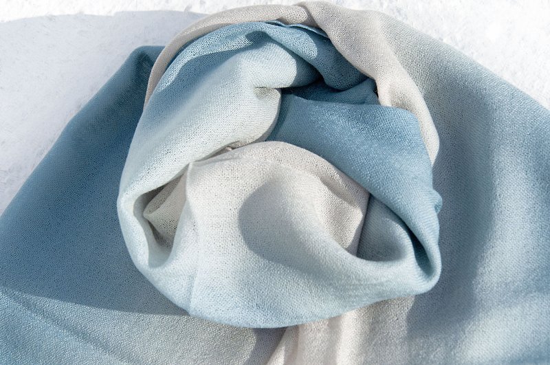 Cashmere Cashmere Scarf Pure Wool Scarf Shawl Ring Velvet Shawl Pashmina Kashmir-Blue Gradient Camping Picnic Essential Mountaineering - Knit Scarves & Wraps - Wool Multicolor