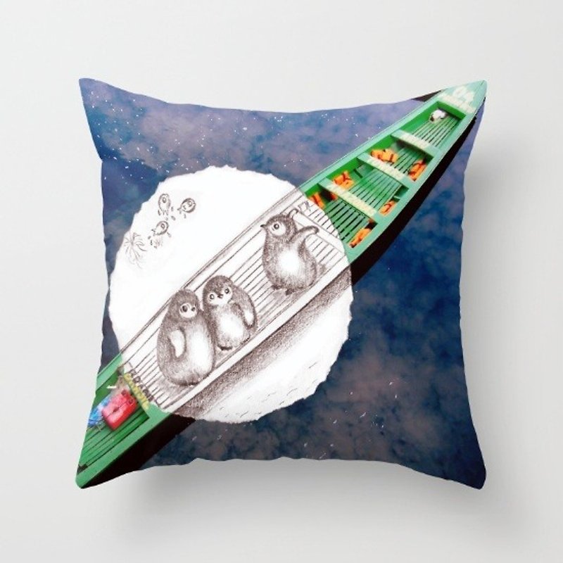 Travel with Pencil series Amazon River hand-painted cute penguin pillow - warm and comfortable - Pillows & Cushions - Other Materials 